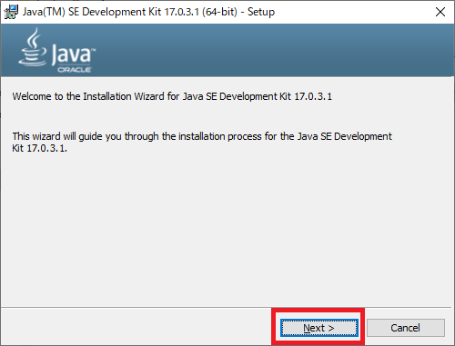Java17実行環境インストーラ画面1